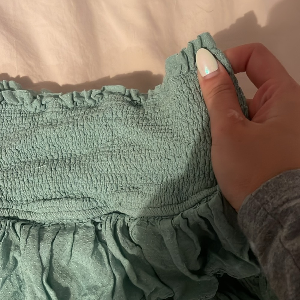 TEAL MUSTARD SEED RUFFLE SKIRT - Picture 2 of 8